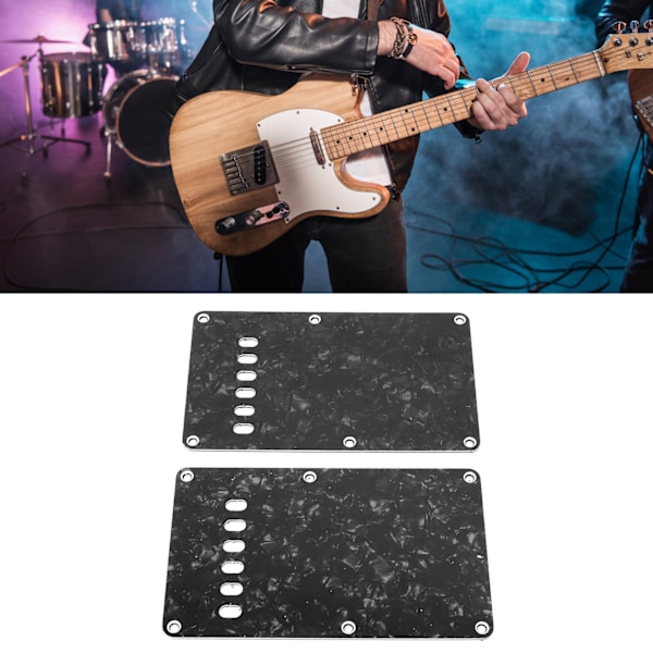 2 st Elektrisk Gitarr Bakplåtar med 6 Hål PVC Plast Gitarr Skydd Bakplåt Ersättning Svart