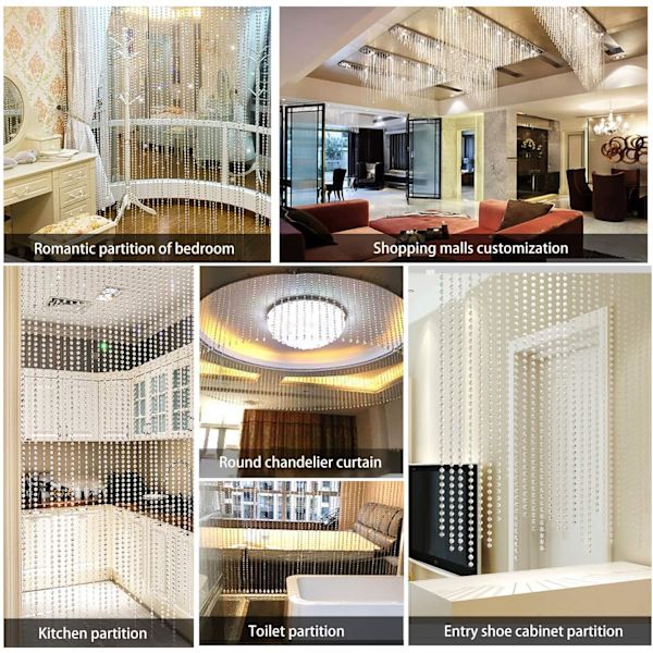 MengH-SHOP Krystalperler Girlande 30 Meter Krystal Diamant