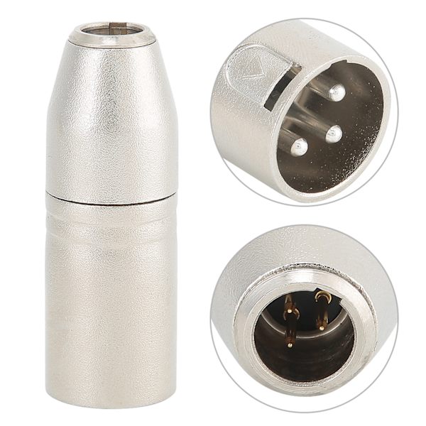 2 st guldpläterade koppar Mini XLR 3-stiftshane till silverpläterade koppar XLR 3-stiftshane adapter
