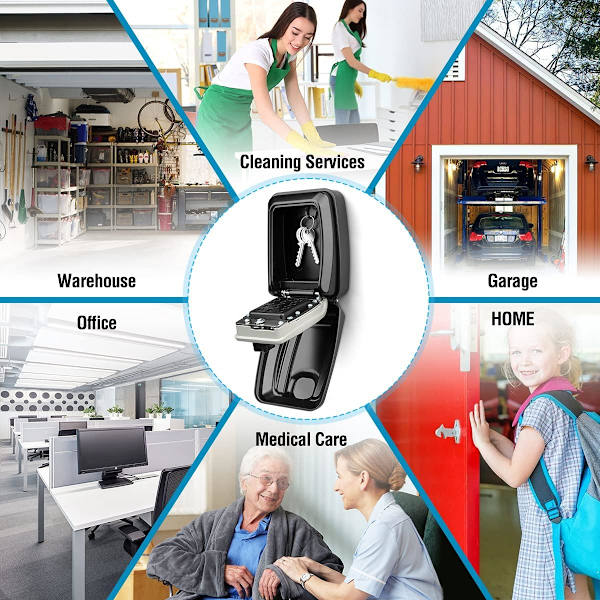 Utomhus säker nyckelbox, stor väggmonterad nyckelbox, med 12-siffrig vattentät, rostfri kod, ultra-robust digital nyckelbox för hemfabrikens garage,