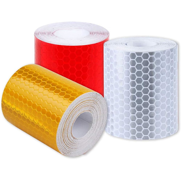 Reflekterende tape 3 stk. Reflekterende tape sikkerhedsrefleks tape advarsel nat synlighed med honeycomb pil 5cm x 3m