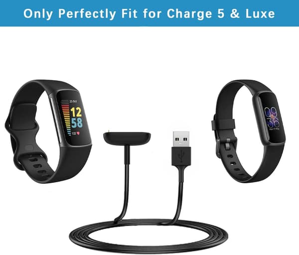 Charger for Fitbit Charge 5 / Charge 6 / Luxe, [2-pack, 1 meter] Replacement Charging Cable