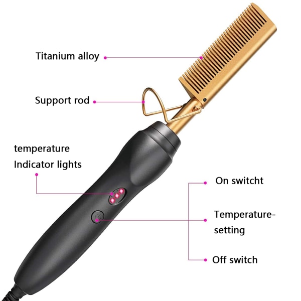 Hot Comb, Elektrisk Värmekam, Keramisk Comb Security Portable