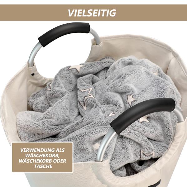 95L Stor hopfällbar tvättkorg (7 färger), hopfällbar tvättpåse, tvättpåse (svart, L) ENKEL