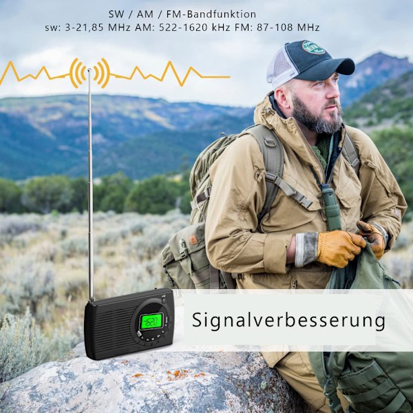 Tendak Pieni radio Paristokäyttöinen FM/AM/SW, Mini Kannettava taskuradio Signaalinäytöllä/Kuulokeliitännällä, Pieni Transistoriradio