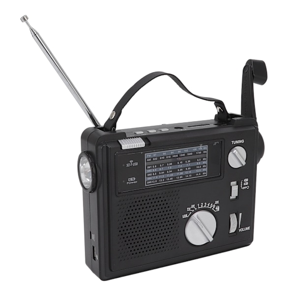 Handvevradio AM FM SW Multi Band LED Nödradio med MP3-uppspelning U-diskslagringskortplats