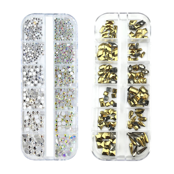Kristall Rhinestones, Flat Back 3D Stenar för Nagel Dekoration