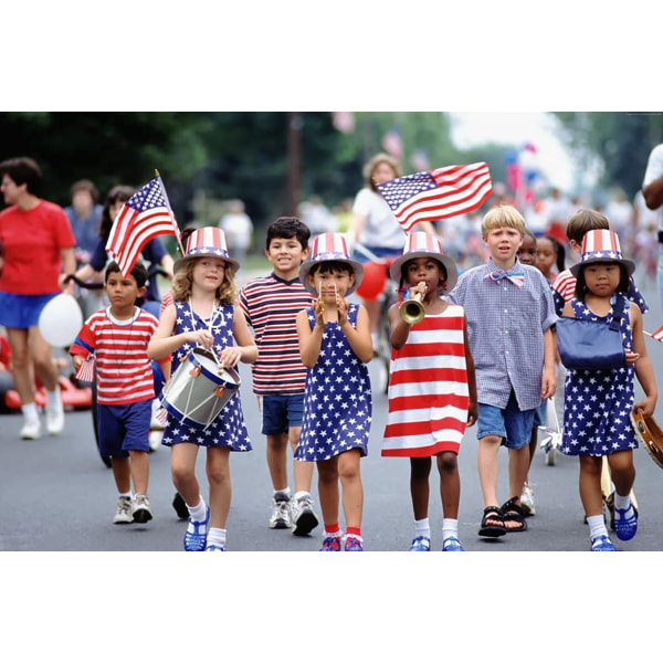 Amerikanska flaggor med pinne, 4 juli dekorationer utomhus, 100