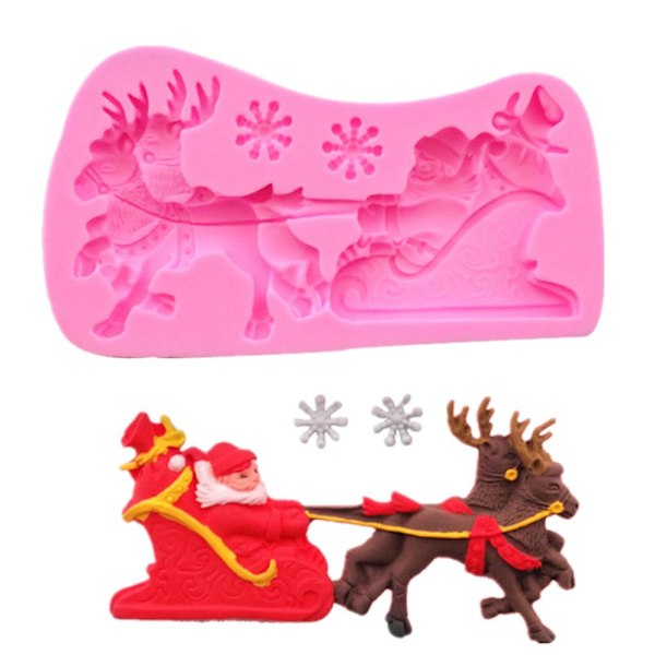 Festlig Silikonform för Fondant, Perfekt Julkakdekoration, Non-Stick Livsmedelsgodkänd Silikon, Säker för Ugn, Mikrovågsugn, Diskmaskin, Kylskåp