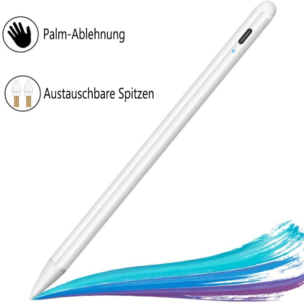 Stylus Pen til iPad, Højpræcisions Palm Rejection Pen Kompatibel med iPad Pro (11"/12.9"), iPad 6./7./8. Gen, iPad Air 3. og 4. Gen, iPad Mini