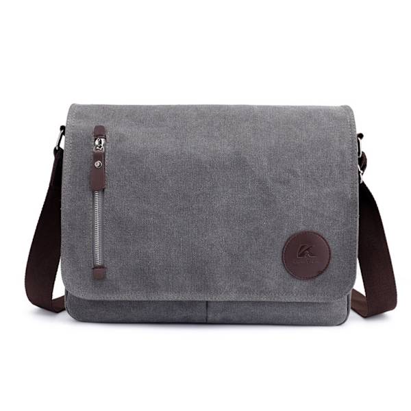 Canvas Laptop Messenger Bags Canvas Satchel Messenger Shoulder Bag Crossbody Bags for Men Work Laptop Bag (Grå)