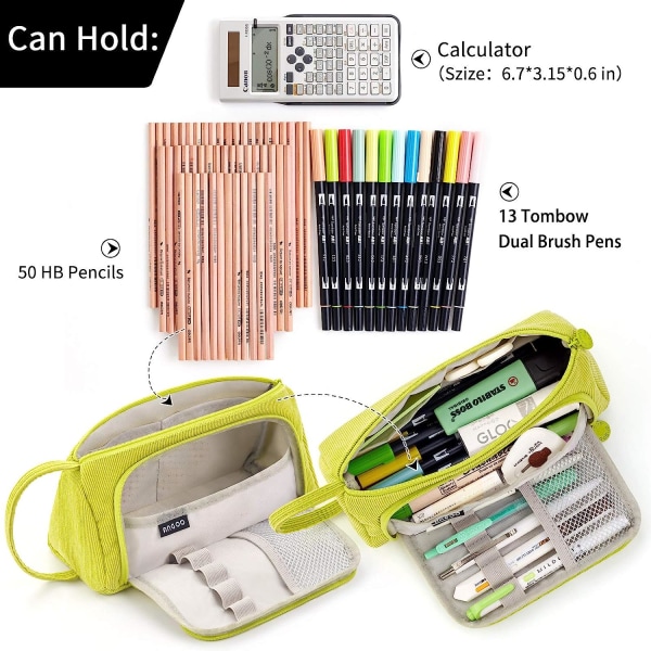 Stor kapacitet farvet lærred opbevaringspose Marker Pen blyant