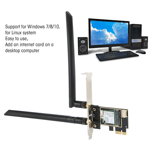 7265NGW WIFI-kortadapter 2,4 GHz 300 Mbps 5 GHz 867 Mbps BT 4.2 Internetadapter för stationära datorer för kontor och hemdator