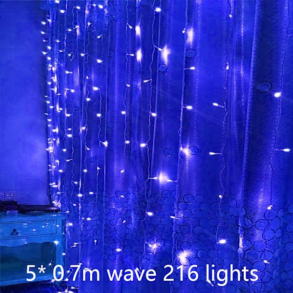 LED-jääpuikkonauhavalot, 16,4 jalkaa 216 LED-verho tähtivalot