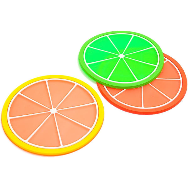 DomeStar Fruit Coaster, 7 STK 3,5" Non Slip Coasters Heat