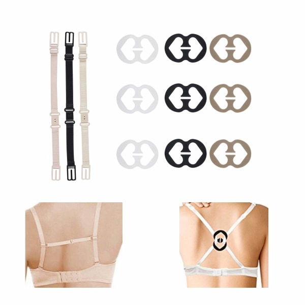 3-pack elastisk bh-bandhållare för kvinnor och 12 bh-bandklämmor