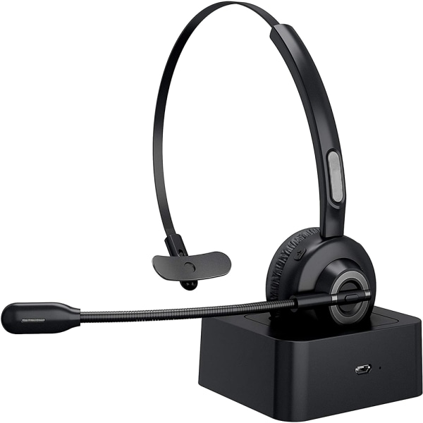 Bluetooth-headset, V5.0 trådløst forretningsheadset med bommikrofon, egnet for mobiltelefon/nettbrett/datamaskin