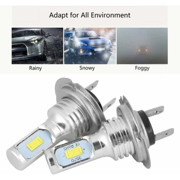2 kpl LED-sumuvalopolttimoa 80W 6000K universaali H7 LED-auton sumulamppu
