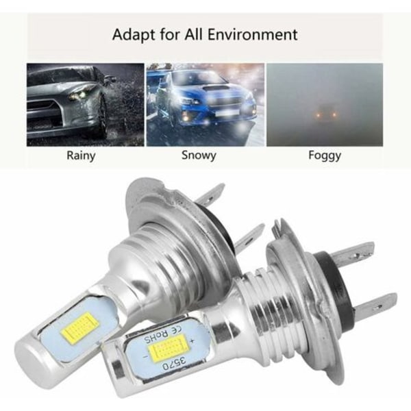 2st LED-dimljuslampa 80W 6000K universal H7 LED-dimljus för bil