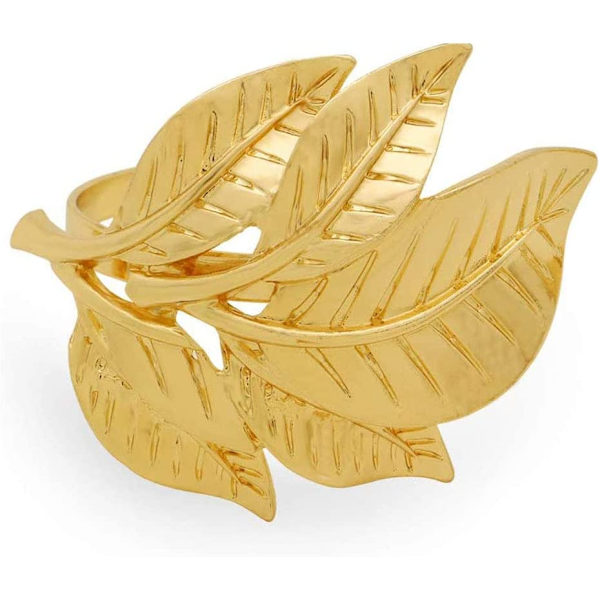 Guld Servettringar Set om 8, Antik Guld Legering Höstlöv Metall N