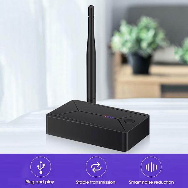 Bluetooth 5.0 -äänenlähetin, kuituakseli 3,5 mm, antennilla ja sovittimella