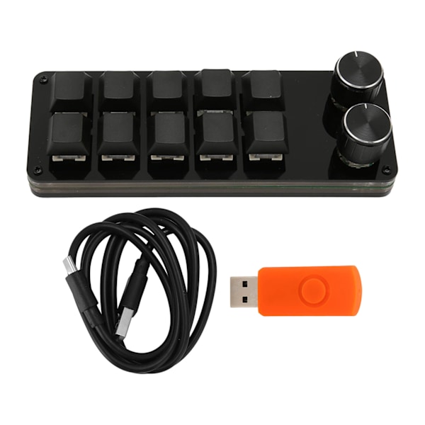 Ohjelmoitava näppäimistö 10 näppäintä 2 nuppia Sininen kytkin Mekaaninen Hot Swappable Mini näppäimistö pelaamiseen Toimisto Media