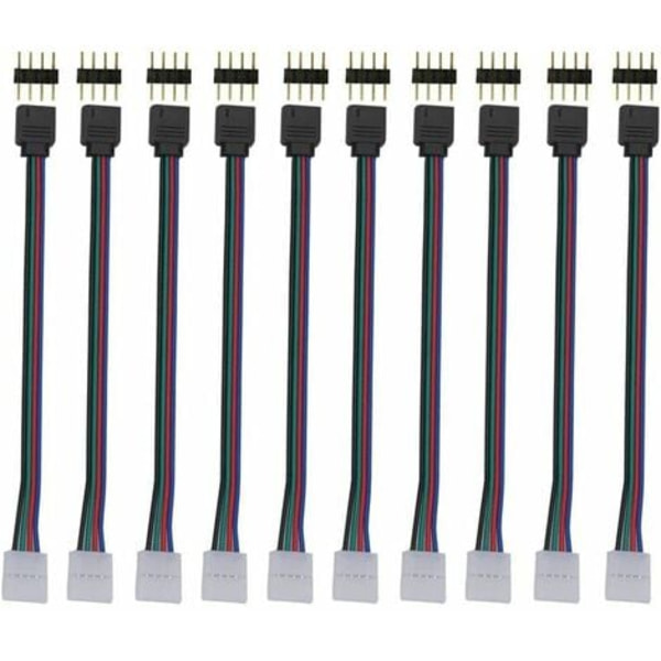10 st 3528 5050 RGB LED-remsanslutningar 4-stifts 6,4 tum hane och