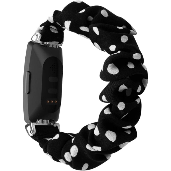 MEFEO Scrunchies kompatibla med Fitbit Inspire 2 Bands/Inspire Black/White Dot Large