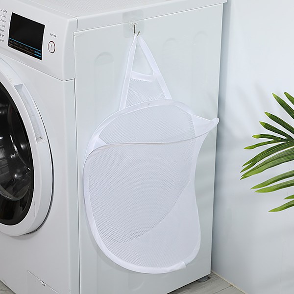 Rymdbesparande hängande tvättkorg, polyester, bärbar, upphängningsbar, hopfällbar