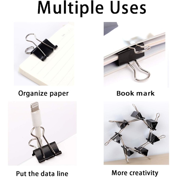 Store bindere, store binderclips til kontor og hjem
