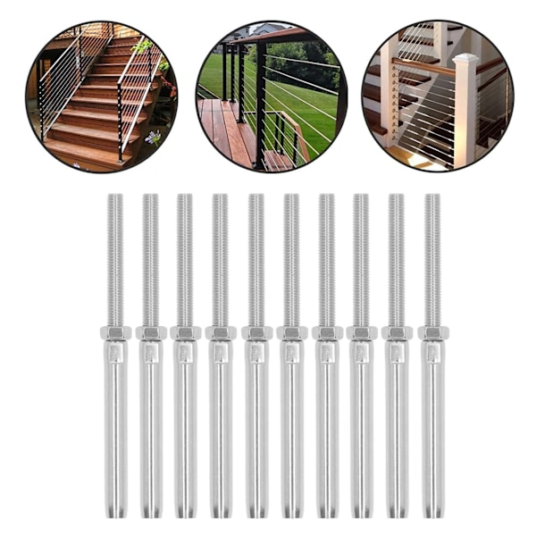 10 kpl Kierteinen Swage-Kiinnitysruuvi Ruostumaton Teräs Kaapeliaitojen Tarvikkeet Swage-Kiinnitysruuvisetti M10 5mm/0.2in