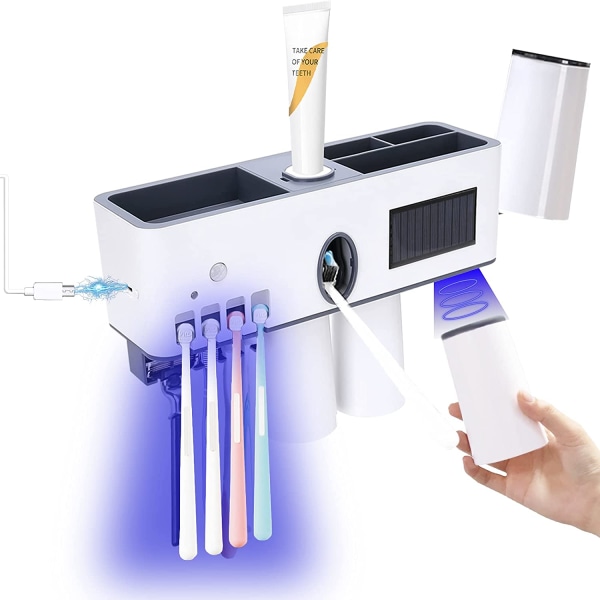 UV-tandborsthållare Sanitizer för väggmonterad badrum, med