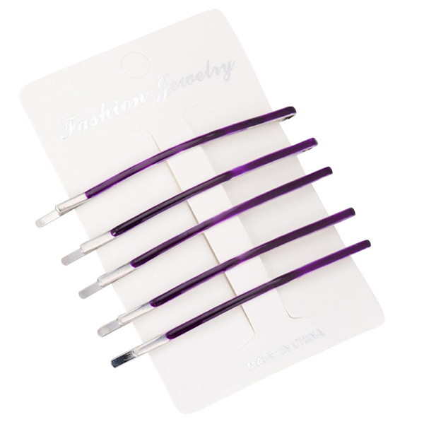 5 st Fashion Dam Hårklämma Hårnål Bobby Pin Barrette (Silver Mörk Lila, Lång)