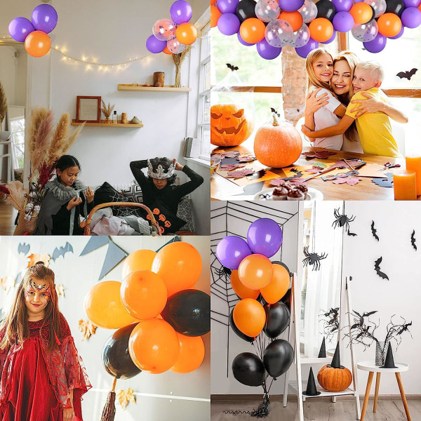 125PCS Halloween Ballonger Svart Orange Lila Latex Ballonger