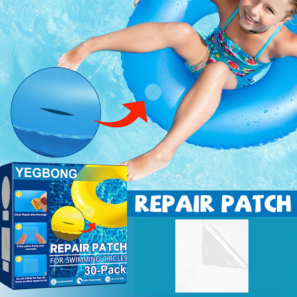 30 stk. selvklæbende PVC-lapper til reparation af oppustelige både, oppustelige pools, STOL