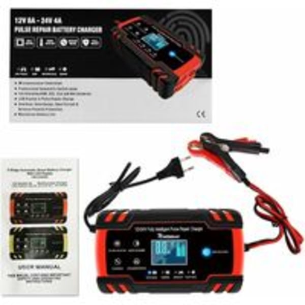 Bilbatteriladdare Bilbatteriladdare 8A 12V/24V Helautomatisk intelligent underhållsladdare med display