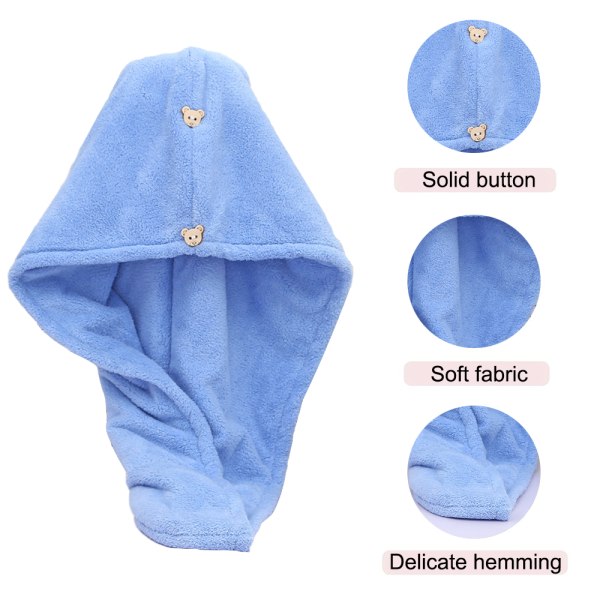 Hårhandduksinpackning Snabbtorkande, Absorberande turbanhuvudinpackning för kvinnor w blue