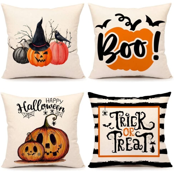 4TH Emotion Fall Halloween Pumpkin Pillow Covers 18x18 Inches