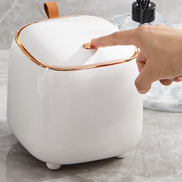 Kompakt Mini Soptunna för Sminkbord, Användarvänlig Design med Hållbara ABS-Material för Användning på Toalettbord, 2 Liters Kapacitet, Lätt att