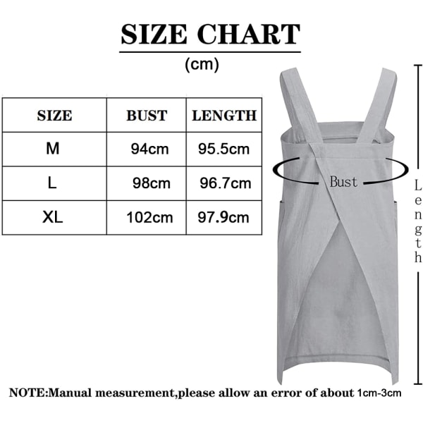 Bomuldslinned krydsryg forklæde til kvinder med til bagning madlavning