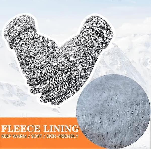 Dww-2 par kvinders vinter touch screen handsker varme fleeceforede strikhandsker elastisk manchet vinter sms-handsker sort + grå