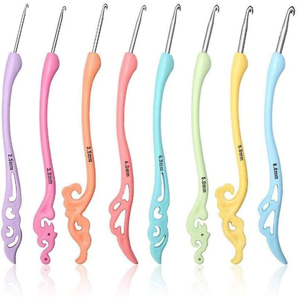 Virka krokar 8 stycken olika storlekar (2,5 mm-6,0 mm) släta