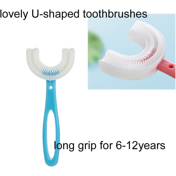 2 pakkauksen U-muotoinen lasten hammasharja, pehmeä manuaalinen koulutus