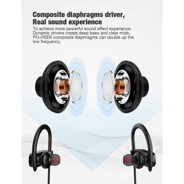 Brusreduserende Bluetooth-headset, nakkebånd, svart