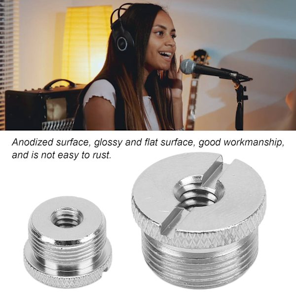1/4 Hun til 5/8 Han Skrueadapter Overflade Anodisering Behandling Durbale Mic Tråd AdapterSølv F14A