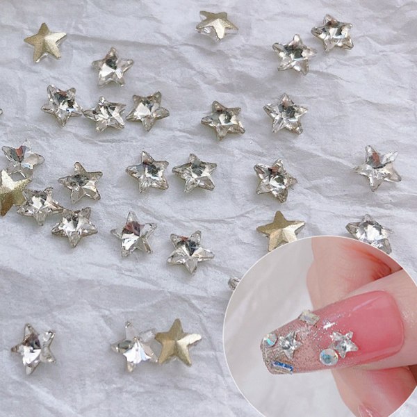 100 stk Nail Art Rhinestones Stjerneformede Gems Nail Charms Glass
