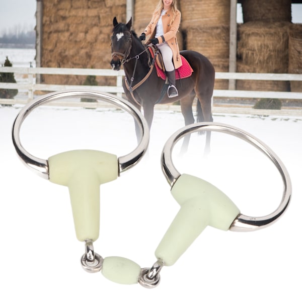 Rostfritt stål hästbett äpplesmak gummi lindad hästmun snaffle bit för timmar träning racing
