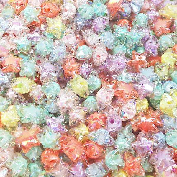 3 Pakke Akrylperler, Stjerne Frosted DIY Perler