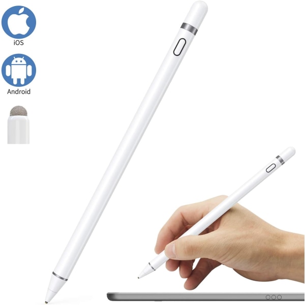 Active Stylus Pen kompatibel for iOS- og Android-berøringsskjermer, Blyant for iPad med Dual Touch-funksjon, Oppladbar Stylus for iPad/iPad