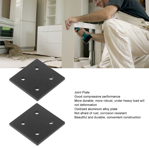 2 stk. Samlingsbeslag Hjørnebeslag Rektangulært Beslag Aluminiumsprofil Forbindelse til Træ 4 Huller 6060